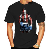 T-shirt Apollo Creed noir, visuel drapeau américain en pied