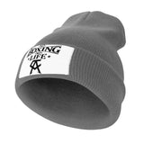 Bonnet No Boxing No Life gris tricot à revers avec étiquette et monogramme CA