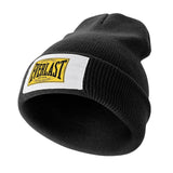 Bonnet Everlast noir tricot à revers avec étiquette au logo jaune
