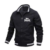 Blouson Lonsdale noir, logo lion blanc
