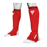 Protège-tibia chaussette rouge, manchon et chausson de pied
