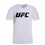 T-shirt UFC blanc à grand logo UFC noir imprimé sur la poitrine, col rond