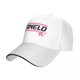 Casquette Canelo Alvarez blanche, lettrage Team Canelo imprimé noir et rose