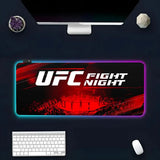 Tapis de souris UFC, UFC FIGHT NIGHT blanc sur une arène à dominante rouge