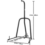 Portique sac de frappe autoportant 150 kg en acier thermolaqué noir, base à picots de lest