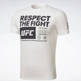 T-shirt UFC Reebok blanc Respect the Fight, bloc UFC noir et ligne Honor Respect Strength Discipline