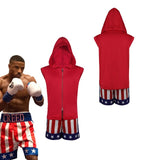Sweat sans manches à capuche rouge Creed, bas rayé et étoilé