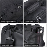 Sac de sport boxe, détail du tissu Oxford déperlant, de la poignée matelassée et des crochets détachables