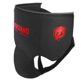 Ceinture abdominale de boxe avec coquille intégrée, coloris rouge, cuir PU