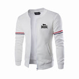 Veste Lonsdale molleton blanche, logo lion noir sur la poitrine