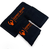 Serviette de visage boxe noire, marque Esprit Boxe brodée orange