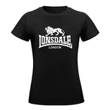 T-shirt Lonsdale femme, face avant, logo lion blanc sur fond noir