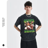 Détail de la coupe large et du tissu délavé du t-shirt Gervonta Davis