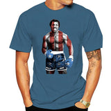 T-shirt Apollo Creed bleu pétrole, visuel drapeau américain en pied