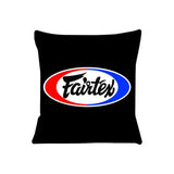 Housse de coussin Fairtex noire, logo ovale rouge, blanc et bleu