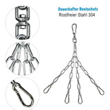 Chaînes pour sac de frappe en inox 304, 4 brins avec émerillon 360° et mousquetons