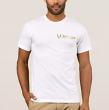T-shirt de boxe Esprit Boxe blanc à marquage doré, logo poitrine vue de face
