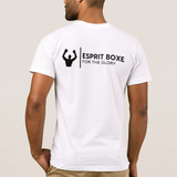 T-shirt de boxe Esprit Boxe blanc, grand logo noir For the Glory dans le dos