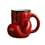 Tasse gant de boxe rouge, manchette lacée et bord de manchette noirs