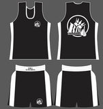 Tenue de boxe anglaise personnalisée réalisée pour le club Ring Senonais