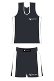 Tenue de boxe anglaise amateur noire Esprit Boxe, débardeur et short à bandes blanches