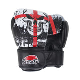 Gants de boxe Crâne Mortel, crâne blanc et croix rouge sur fond noir