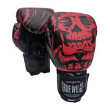 Gants de boxe Tête de Mort rouge, crâne rouge sur fond noir