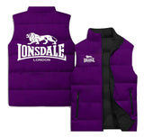 Doudoune sans manches Lonsdale violette, col montant et zip