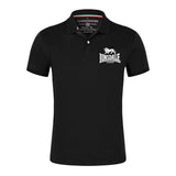 Polo Lonsdale noir, logo monochrome blanc