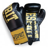 Gants de compétition Esprit Boxe noir et or à lacets, cuir de vachette véritable