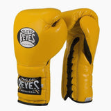 Gants de boxe Cleto Reyes jaunes à lacets, cuir pleine fleur