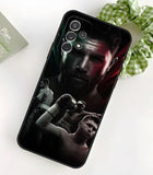 Coque Samsung Galaxy S Canelo Alvarez, montage sombre mêlant un portrait en gros plan et deux scènes de combat, éclairage vert et rouge