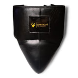 Coquille de boxe pro Esprit Boxe en cuir véritable noir, face avant avec patch logo doré
