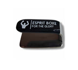 Fer médical de boxe, poignée caoutchouc et plaque inox polie vue de dessus