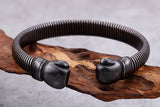 Bracelet jonc boxe en acier : vue de la surface nervurée