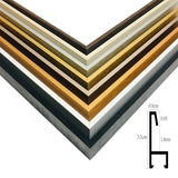 Cadre aluminium pour toile, huit finitions brossees et aspect bois, accessoires fournis