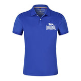 Polo Lonsdale bleu roi, logo monochrome blanc