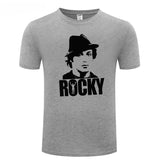 T-shirt au style Rocky Balboa, sérigraphie noire une couleur sur fond clair
