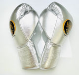 Paire de gants No Boxing No Life argent intégral, laçage blanc