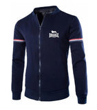 Veste Lonsdale en molleton bleu marine, bande tricolore sur les manches