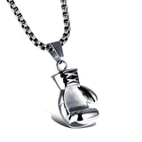 Pendentif gant de boxe finition argentée, poli miroir