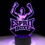 Lampe LED boxe gravée 3D, lumière violette — veilleuse de chevet
