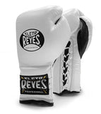Gants de boxe Cleto Reyes blancs à lacets, cuir pleine fleur