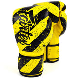 Gants de boxe Fairtex BGV14 jaune et noir en microfibre, style grunge
