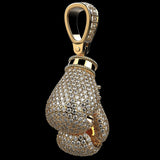 Gant seul du pendentif de boxe plaqué or, sertissage pavé intégral et bélière à charnière