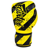 Gants de boxe Fairtex jaune et noir, motif rayé
