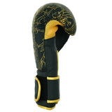 Gants de boxe Crâne Mexicain en cuir PU noir et or