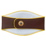 Dos de la ceinture WBO, cuir marron passepoilé jaune, doublure mouton blanche et médaillon WORLD CHAMPION WBO