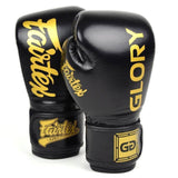 Gants de boxe Fairtex Glory noir et or, la paire