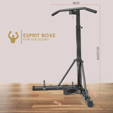 Portique pour sac de frappe Esprit Boxe avec barre de traction, coté : hauteur 183-232 cm, barre 98 cm, base 160 x 117 cm